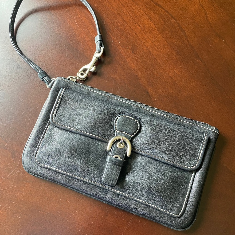 Coach Black Leather Wristlet